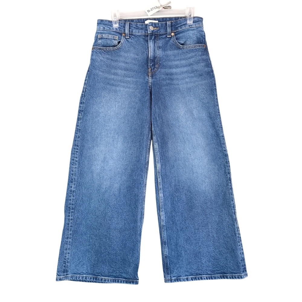 H&M Ultra Wide-Leg Jeans Womens 6 30x26" High Rise Blue Denim Streetwear Skater